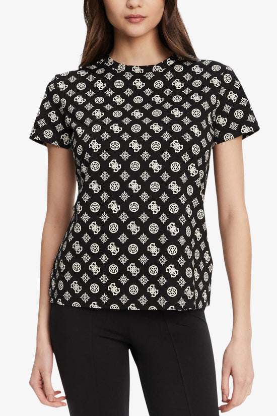 T-Shirt Maniche Corte Logo All-Over Gloria Peony-guess-Nero-Donna-V5yi04i3z14 pj1q-
