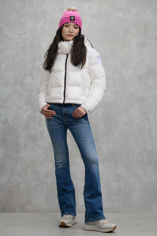 Piumino Corto Full Zip Con Cappuccio Gloria-blauer-Bianco-Donna-25wbldc02170 006648 100bi-