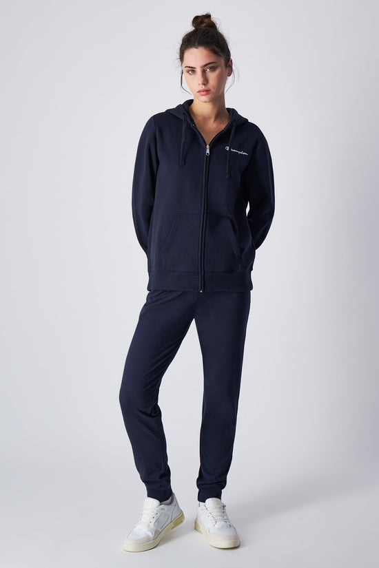 Felpa Full Zip Con Cappuccio Logo Piccolo Ricamato-champion-Blu-Donna-117677 bs501-