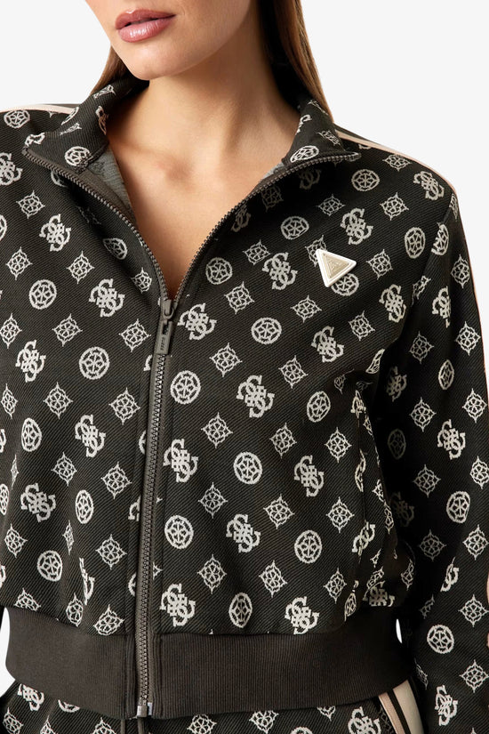 Felpa Full Zip Logo All-Over Peony Taped-guess-Marrone-Donna-V5yq07k0282 fj8c-