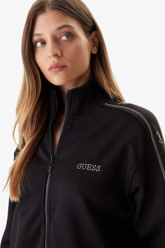 Felpa Full Zip Bande Logo Con Borchiette Octavia-guess-Nero-Donna-V5bq15kcx22 jblk-