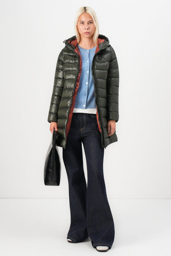 Piumino Lungo Full Zip Con Cappuccio Adelaide-blauer-Verde-Donna-25wbldk02069 006648 678ru-