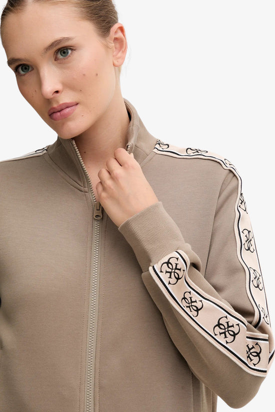 Giacca Felpa Full Zip Bande Logo Britney-guess-Beige-Donna-V2yq16kb3p2 a12b-