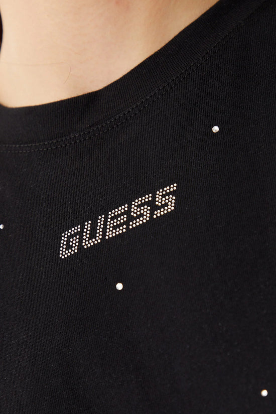 T-Shirt Corta Rhinestones Primula-guess-Nero-Donna-V5gi00i3z14 jblk-