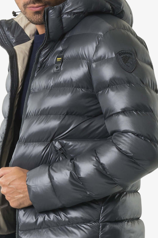 Piumino Full Zip Con Cappuccio In Nylon Eco Adams-blauer-Grigio-Uomo-25wbluc02079 005958 978ei-