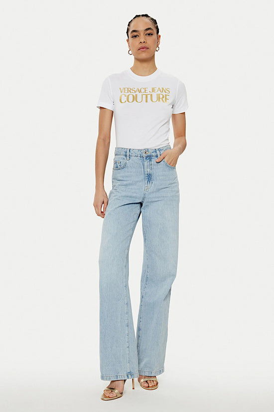 T-Shirt Maniche Corte Logo Institutional-versace jeans couture-Bianco-Donna-78haht01 cj00t g03-
