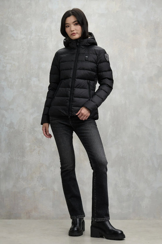 Piumino Full Zip Con Cappuccio Charme-blauer-Nero-Donna-25wbldc03100 006047 999ei-