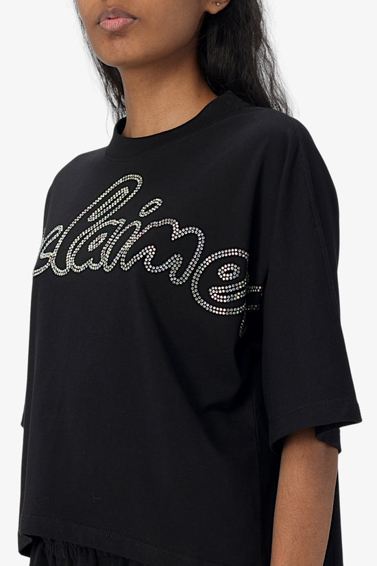 T-Shirt Maniche Corte Big Logo Strass-disclaimer-Nero-Donna-25eds54914-