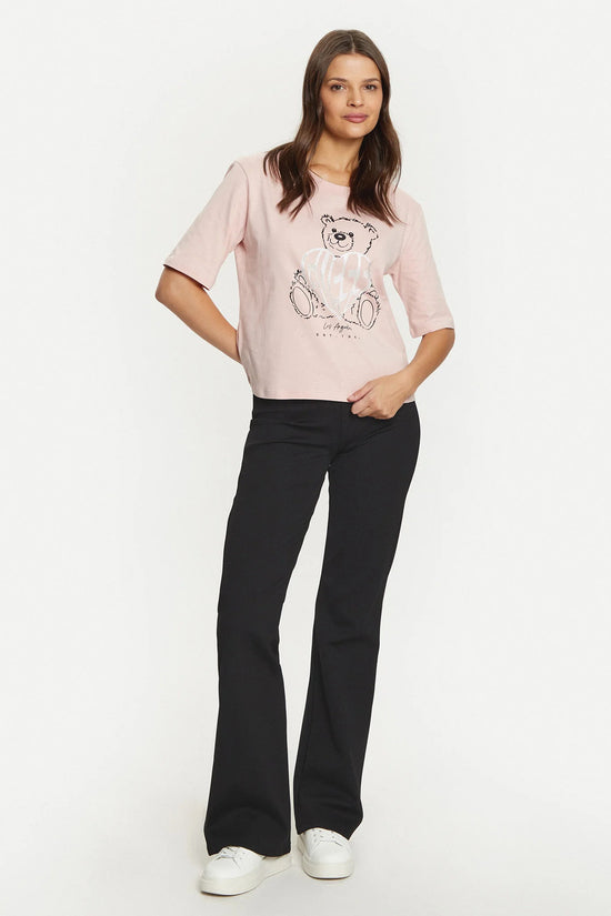 T-Shirt Maniche Corte Boxy Rhinestone Bear-guess-Rosa-Donna-V5ri09i3z14 pgls-
