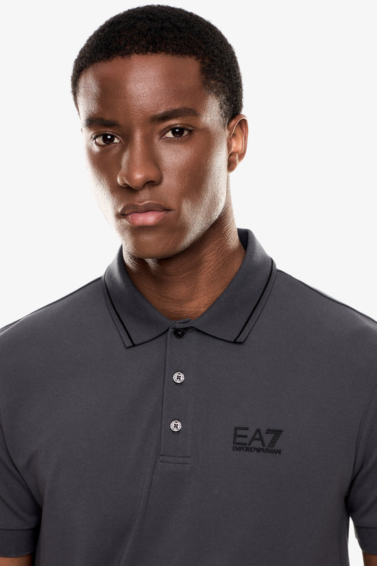 Polo Maniche Corte Core Identity In Piquet Stretch-emporio armani ea7-Grigio-Uomo-8npf16 pjvuz u8117-
