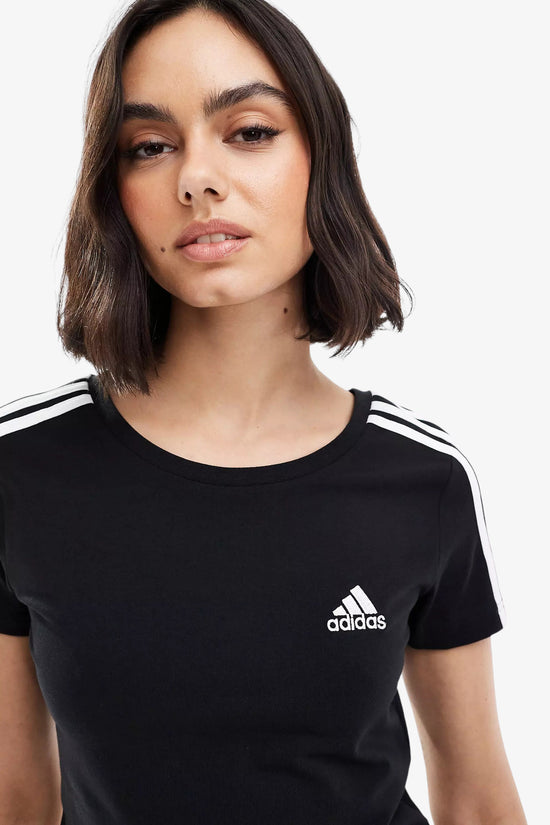 T-Shirt Corta Essentials 3-Stripes-adidas performance-Nero-Donna-Ir6111-