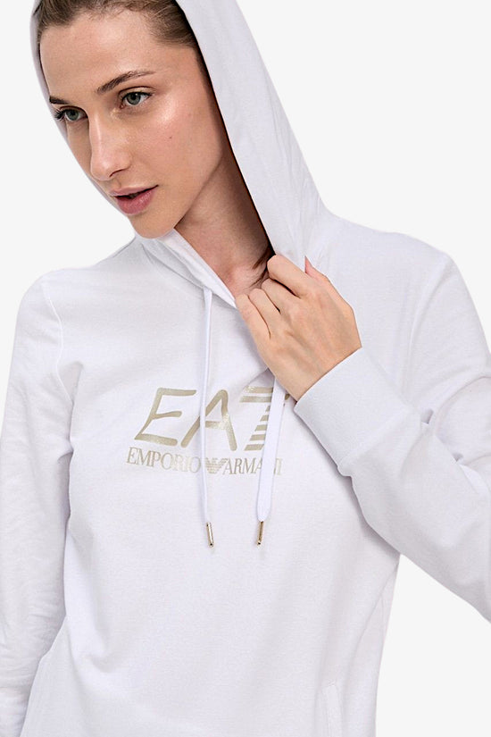 Felpa Con Cappuccio Shiny Big Logo-emporio armani ea7-Bianco-Donna-8ntm36 tjtxz 0186-