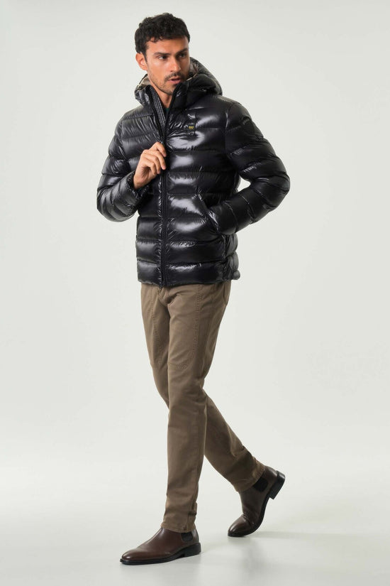 Piumino Full Zip Con Cappuccio In Nylon Eco Adams-blauer-Nero-Uomo-25wbluc02079 005958 999ei-