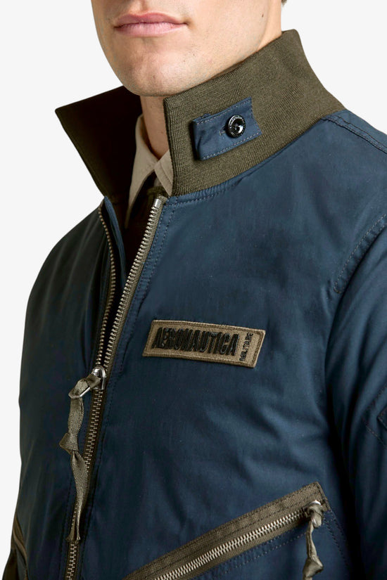 Giubbotto Bomber Militare Full Zip Con Etichetta Sul Retro-aeronautica militare-Blu-Uomo-252ab3000uct04212-