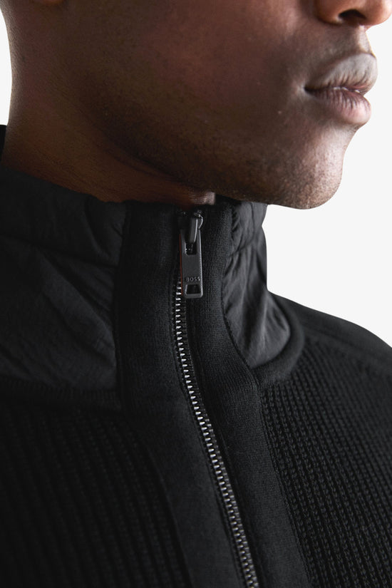 Cardigan Full Zip In Misto Lana Vergine-boss-Nero-Uomo-50548685 001-