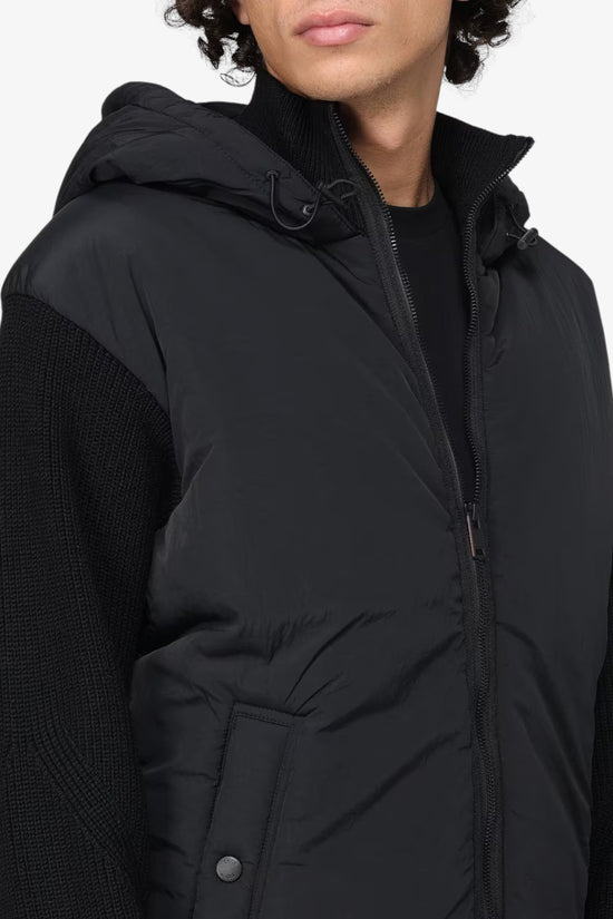Giacca Full Zip Con Cappuccio In Bi Materiale-boss-Nero-Uomo-50548677 001-