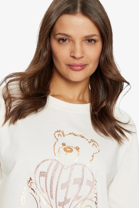 T-Shirt Maniche Corte Boxy Rhinestone Bear-guess-Beige-Donna-V5ri09i3z14 g6k5-