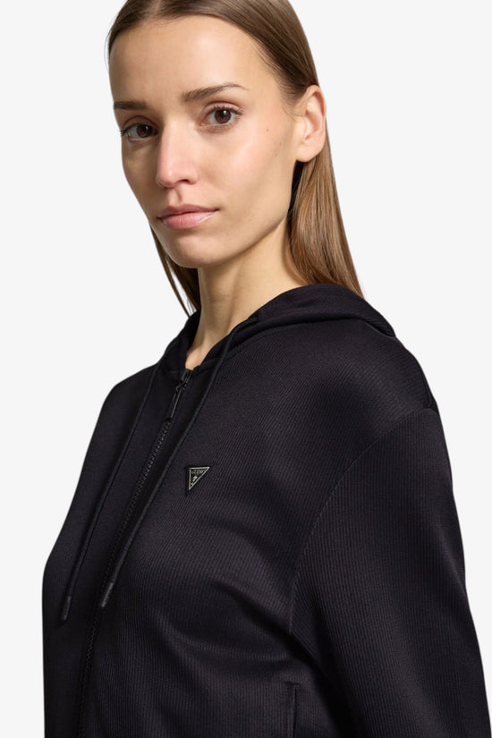 Felpa A Costine Full Zip Con Cappuccio Martina-guess-Nero-Donna-V5rq07z3m50 jblk-
