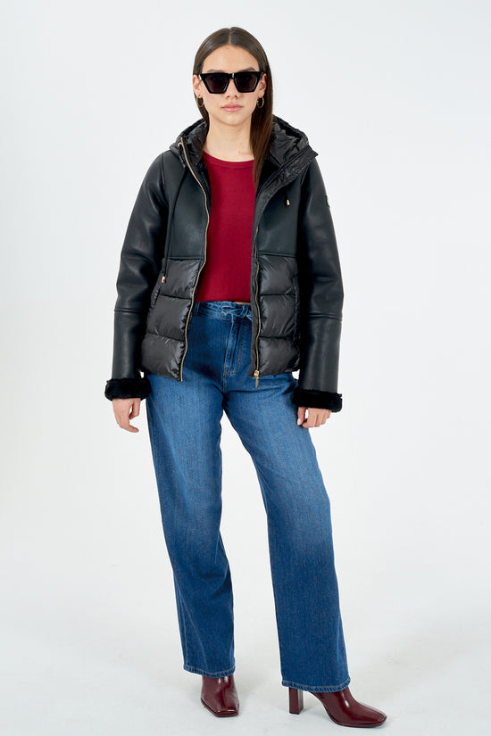 Giacca Eco Montone Full Zip Con Cappuccio Con Inserti Trapuntati yes zee