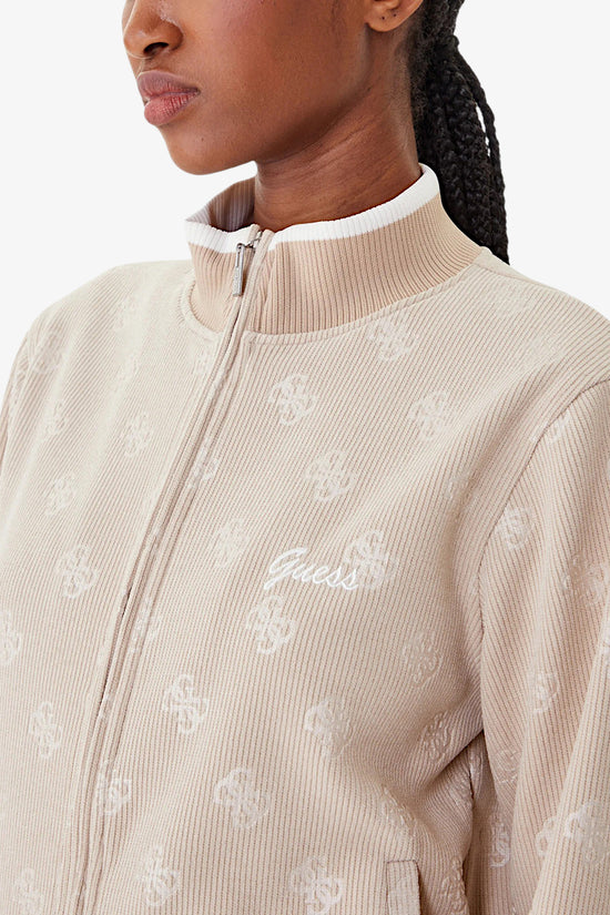 Felpa Full Zip In Velluto A Coste Paulina-guess-Beige-Donna-V5bq01k1902 cocb-