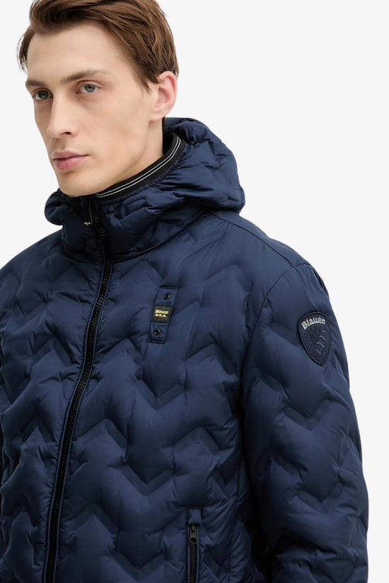 Piumino Full Zip Con Cappuccio Piery-blauer-Blu-Uomo-25wbluc03233 007308 888tb-
