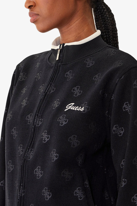 Felpa Full Zip In Velluto A Coste Paulina-guess-Nero-Donna-V5bq01k1902 jblk-