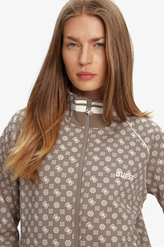 Felpa Full Zip Logo All-Over Aggie-guess-Marrone-Donna-V5yq03kb212 p8hi-