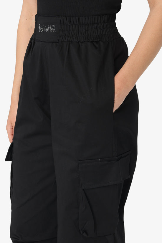 Pantaloni Cargo Logo Strass-disclaimer-Nero-Donna-25eds54936-