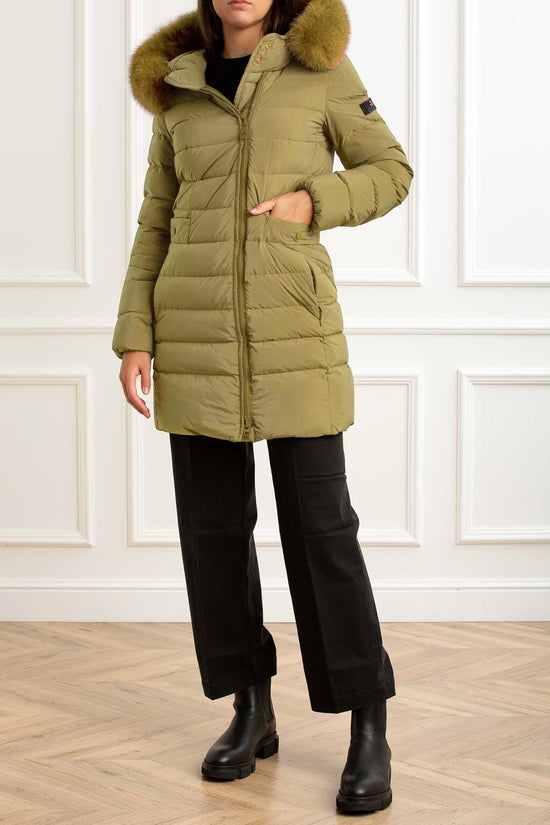 Piumino Full Zip Con Cappuccio Bordo Pelliccia Seriola Ml 06 Fur-peuterey-Marrone-Donna-Ped5458 01190986 826-