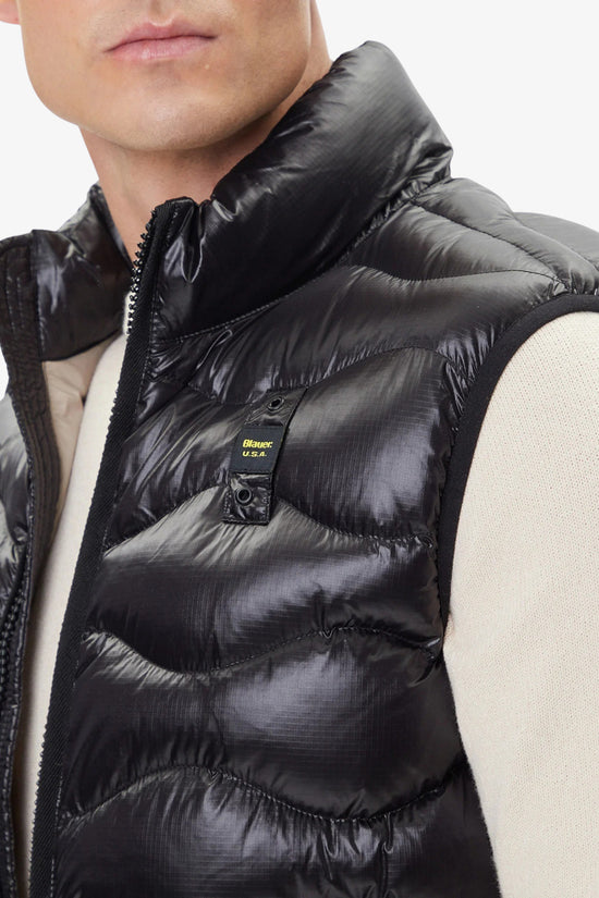 Gilet Piumino Ad Onde Full Zip Danny-blauer-Nero-Uomo-25wblux02081 005958 999ei-
