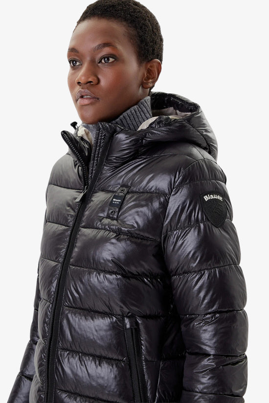 Piumino Lungo Full Zip Con Cappuccio Adelaide-blauer-Nero-Donna-25wbldk02069 006648 999ei-