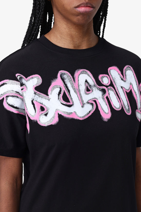 T-Shirt Maniche Corte Logo Spray E Glitter-disclaimer-Nero-Donna-25eds54918-