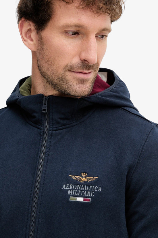 Felpa Full Zip Con Cappuccio Removibile-aeronautica militare-Blu-Uomo-252fe2078uf00662 08184-