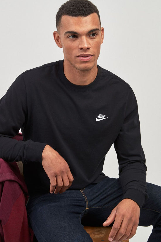 T-Shirt Maniche Lunghe Club-nike sportswear-Nero-Uomo-Ar5193 010-