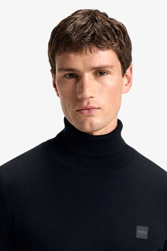 Dolcevita Maglione In Cotone E Cashmere Con Toppa Logo-boss-Nero-Uomo-50527573 001-