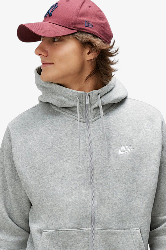 Felpa Full Zip Con Cappuccio Club-nike sportswear-Grigio-Uomo-Bv2645 063-