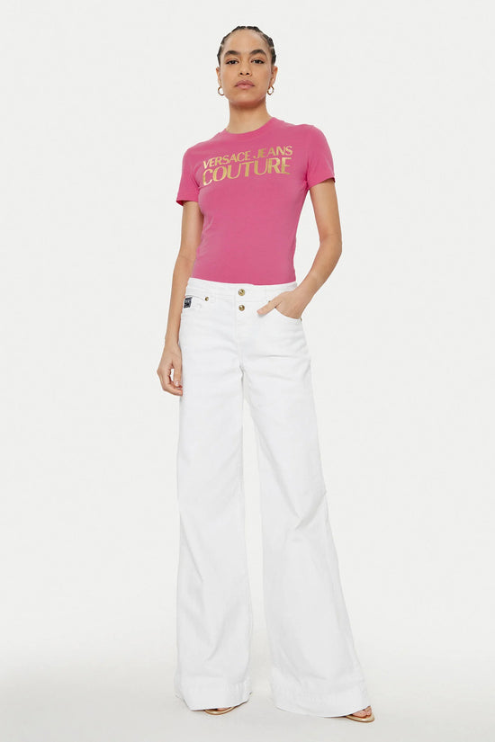 T-Shirt Maniche Corte Logo Institutional-versace jeans couture-Rosa-Donna-78haht01 cj00t 494-