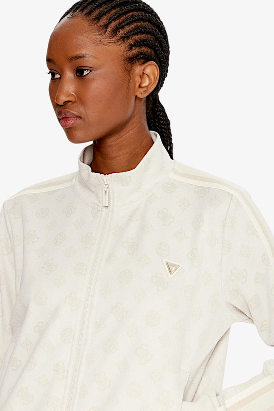 Felpa Full Zip Logo All-Over Peony Taped-guess-Bianco-Donna-V5yq07k0282 f0er-