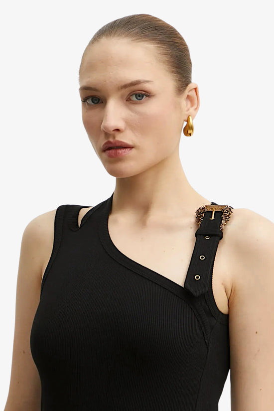 Canotta A Costine Con Fibbia Baroque-versace jeans couture-Nero-Donna-78ham603 j0004 899-