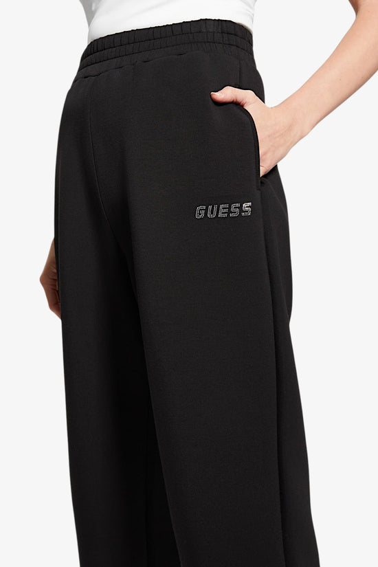 Pantaloni Logo Strass Cecilia Scuba-guess-Nero-Donna-V4bb13k7uw2 jblk-