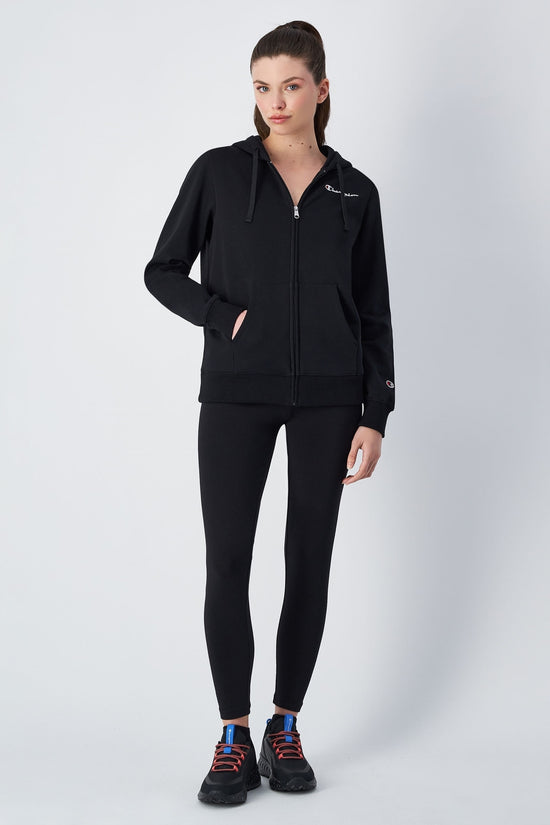 Felpa Full Zip Con Cappuccio Logo Piccolo Ricamato-champion-Nero-Donna-117677 kk001-