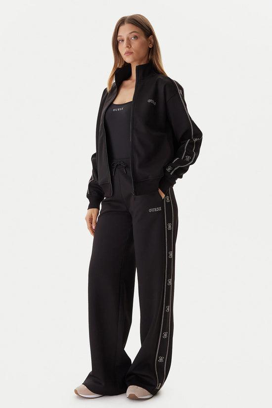 Pantaloni Palazzo Bande Logo Con Borchiette Octavia-guess-Nero-Donna-V5bb12kcx22 jblk-
