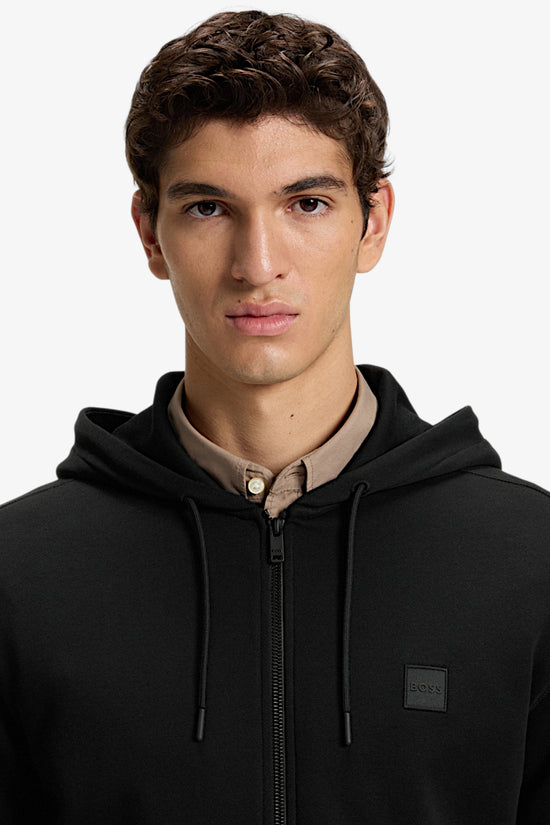 Felpa Full Zip Con Cappuccio Con Toppa Logo-boss-Nero-Uomo-50508578 001-