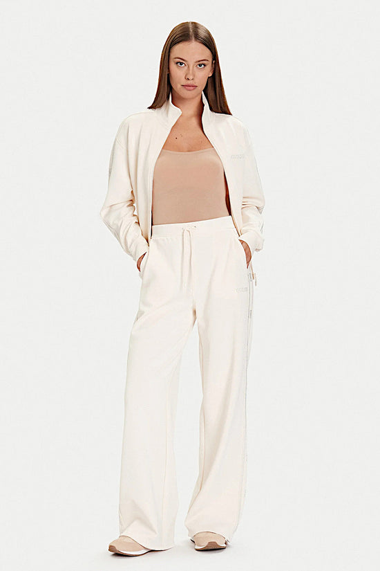 Pantaloni Palazzo Bande Logo Con Borchiette Octavia-guess-Bianco-Donna-V5bb12kcx22 g1h6-