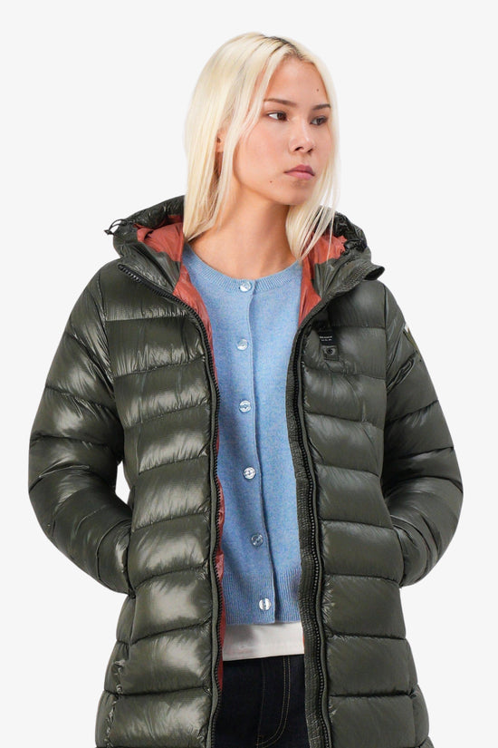Piumino Lungo Full Zip Con Cappuccio Adelaide-blauer-Verde-Donna-25wbldk02069 006648 678ru-