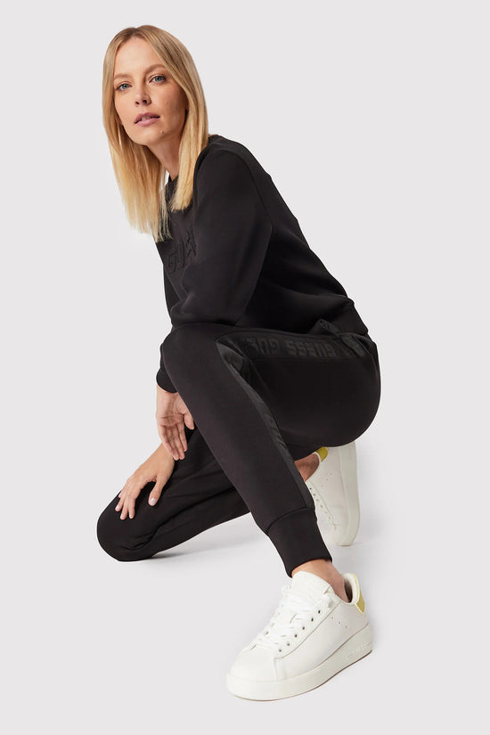 Pantaloni Scuba Con Bande Logo Allie-guess-Nero-Donna-V2yb18k7uw2 jblk-