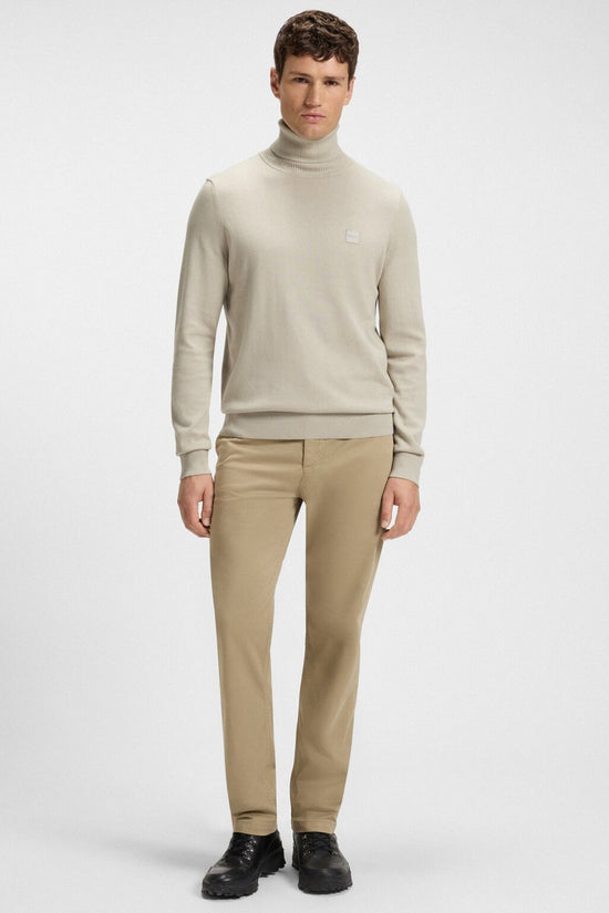 Dolcevita Maglione In Cotone E Cashmere Con Toppa Logo-boss-Beige-Uomo-50527573 271-