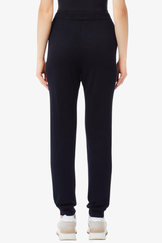 Pantaloni In Maglia Con Bande-liu jo-Nero-Donna-Tf5029 ms49i 03n66-