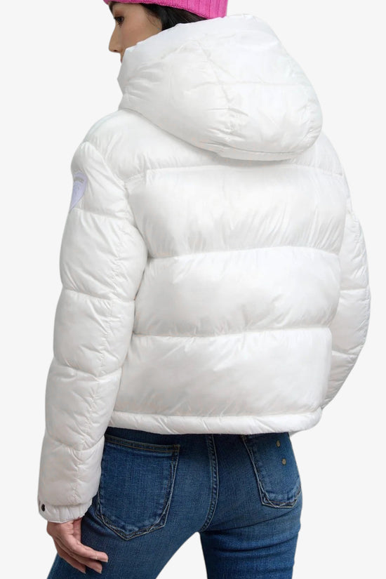 Piumino Corto Full Zip Con Cappuccio Gloria-blauer-Bianco-Donna-25wbldc02170 006648 100bi-