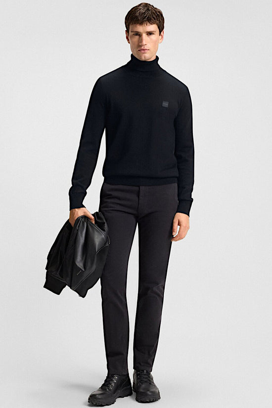 Dolcevita Maglione In Cotone E Cashmere Con Toppa Logo-boss-Nero-Uomo-50527573 001-